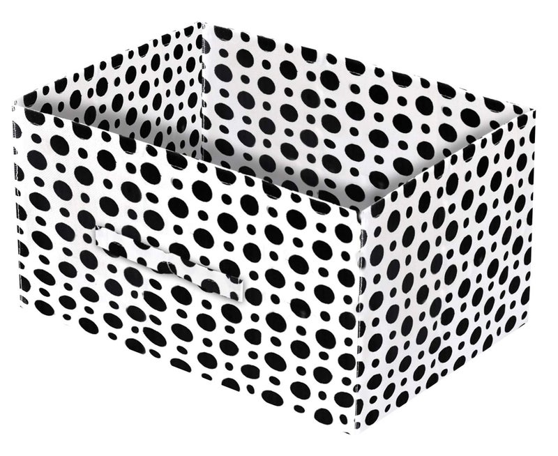 Kuber Industries Kuber Industries Dot Printed Flodable Storage Box For ToysStorage Box For ClothesDrawer Storage and Cloth OrganizerPack of 2 Black WhiteKUBMART16016 - Image 3