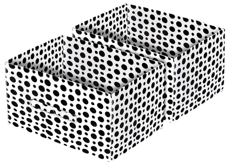 Kuber Industries Kuber Industries Dot Printed Flodable Storage Box For ToysStorage Box For ClothesDrawer Storage and Cloth OrganizerPack of 2 Black WhiteKUBMART16016 - Image 1