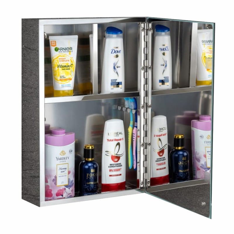 OBCO OBCO Stainless Steel Bathroom Organizer 3 Shelves Washbasin Cabinet Mirror for Bathroom with Shelf Wall Mounted Washroom Organizer Silver 