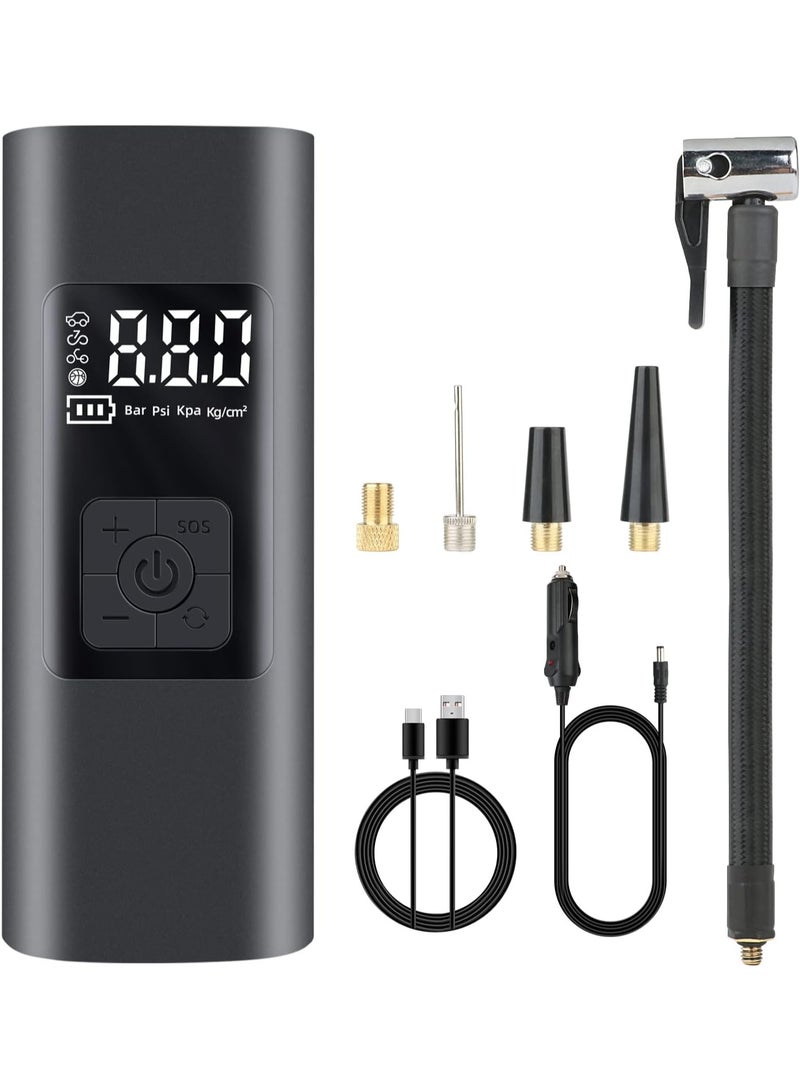 6000mAh Tire Inflator Portable Air Compressor for Car 150PSI Air Pump for Car Tires Bike Electric Tire Inflator Cordless Rechargeable Tire Pump for Car Bike Motorcycle Ball T-409-B - Image 1