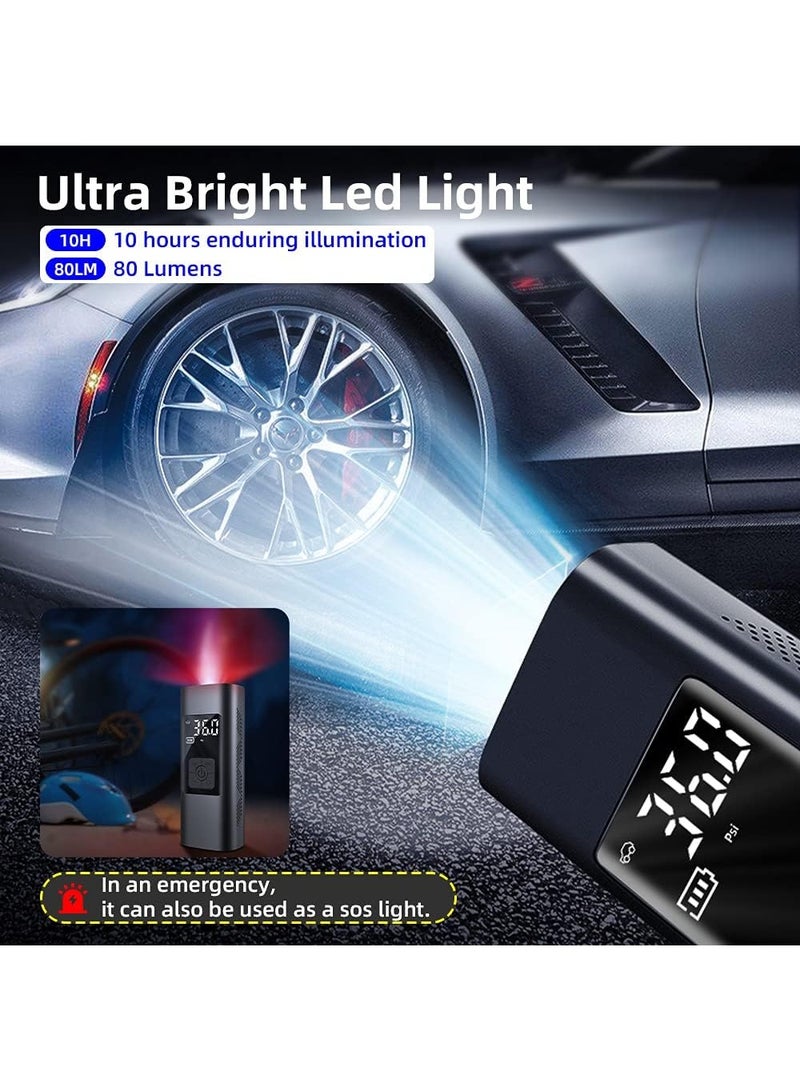 6000mAh Tire Inflator Portable Air Compressor for Car 150PSI Air Pump for Car Tires Bike Electric Tire Inflator Cordless Rechargeable Tire Pump for Car Bike Motorcycle Ball T-409-B - Image 5