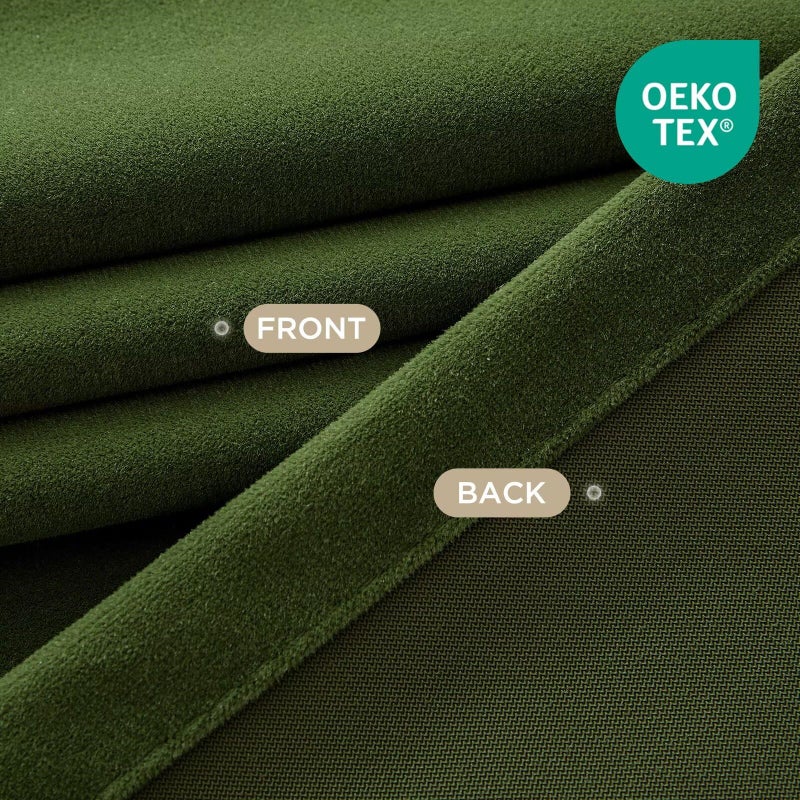 Joydeco Pinch Pleated Velvet Curtains 84 Inch Long 2 Panel Set,Green Curtains for Living Room Bedroom,Thermal Insulated Back Tab Blackout Luxury Drapes with Adjustable Hooks (40â€W x84â€L,Olive Green) - Image 3