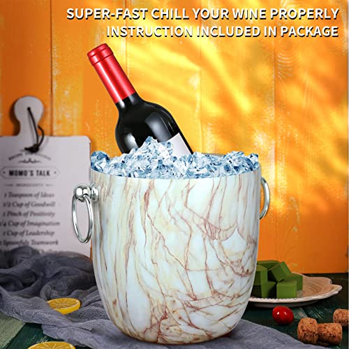 WENEGG Ice Bucket with Lid, Scoop, Tongs and Strainer - Well Made Insulated Stainless Steel Keep Ice Frozen Longer - Ideal for Cocktail Bar, Parties, Chilling Wine, Champagne - 3 Liter (CarraraMarble) - Image 3