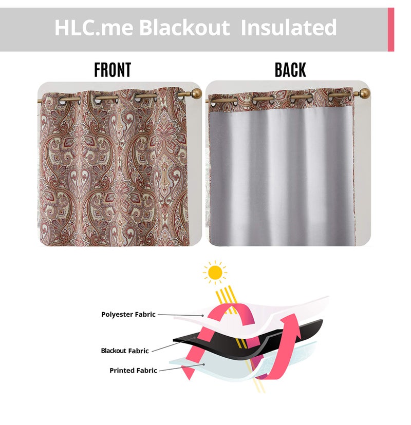 HLC.ME Paris Paisley Decorative Print Damask Pattern Light Reducing Grommet Window Curtain Panels for Bedroom - Set of 2 (50 x 63 Inch, Spice Red) - Image 3