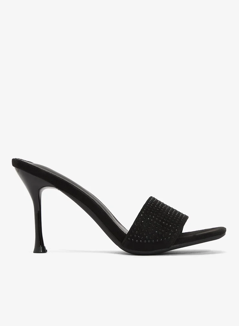 Ella Limited Edition Black Rhinestone Embellished Mid Heels for Women | Best Price UAE