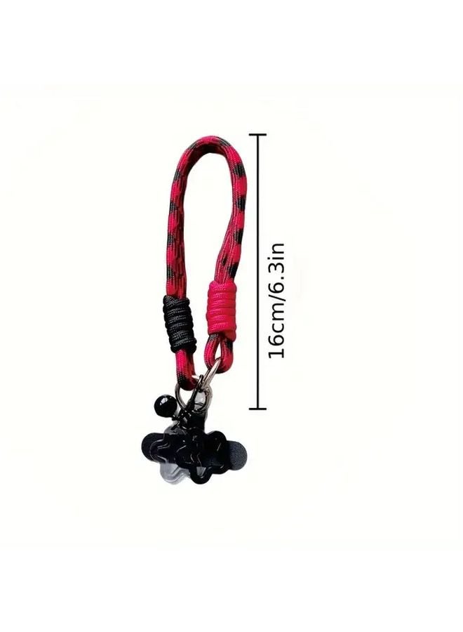 Pink Gray Plaid Phone Lanyard with Star Pendant and Card Anti Loss Strap - Image 4