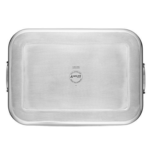 Anolon Triply Clad Stainless Steel Roaster / Roasting Pan with Rack - 17 Inch x 12.5 Inch, Silver - Image 4