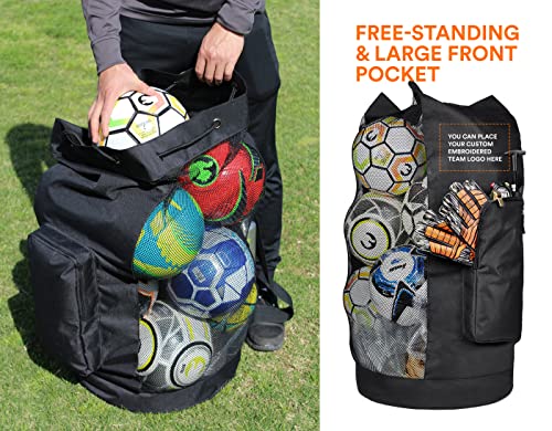 Fitdom Heavy Duty XL Soccer Mesh Equipment Ball Bag w/Adjustable Shoulder Strap Design for Coach. with an Over-Sized Front Pocket for Sporting Accessories. Best for All Outdoor & Water Gears - Image 3