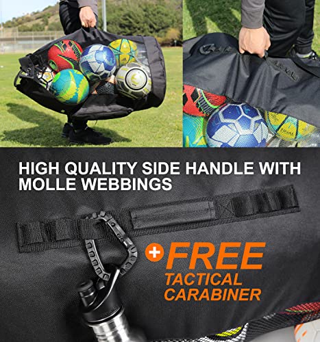 Fitdom Heavy Duty XL Soccer Mesh Equipment Ball Bag w/Adjustable Shoulder Strap Design for Coach. with an Over-Sized Front Pocket for Sporting Accessories. Best for All Outdoor & Water Gears - Image 4
