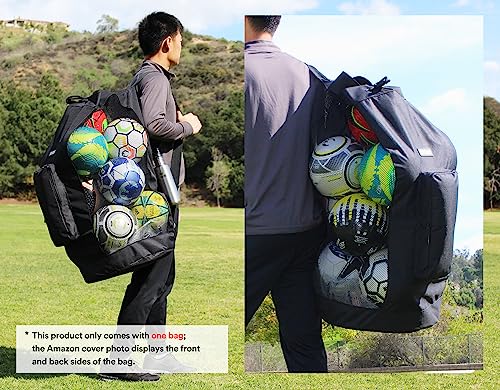Fitdom Heavy Duty XL Soccer Mesh Equipment Ball Bag w/Adjustable Shoulder Strap Design for Coach. with an Over-Sized Front Pocket for Sporting Accessories. Best for All Outdoor & Water Gears - Image 2