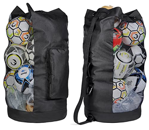 Fitdom Heavy Duty XL Soccer Mesh Equipment Ball Bag w/Adjustable Shoulder Strap Design for Coach. with an Over-Sized Front Pocket for Sporting Accessories. Best for All Outdoor & Water Gears - Image 1