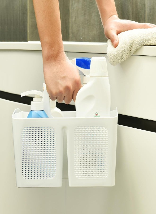 ALINK Portable Shower Caddy Basket with Compartments, Plastic Divided Cleaning Caddy Organizer Storage Tote with Handle for Bathroom, College, Dorm Room Essentials, White - Image 4