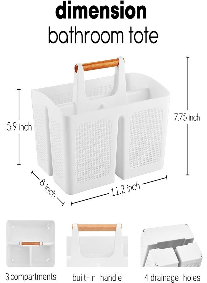 ALINK Portable Shower Caddy Basket with Compartments, Plastic Divided Cleaning Caddy Organizer Storage Tote with Handle for Bathroom, College, Dorm Room Essentials, White - Image 2
