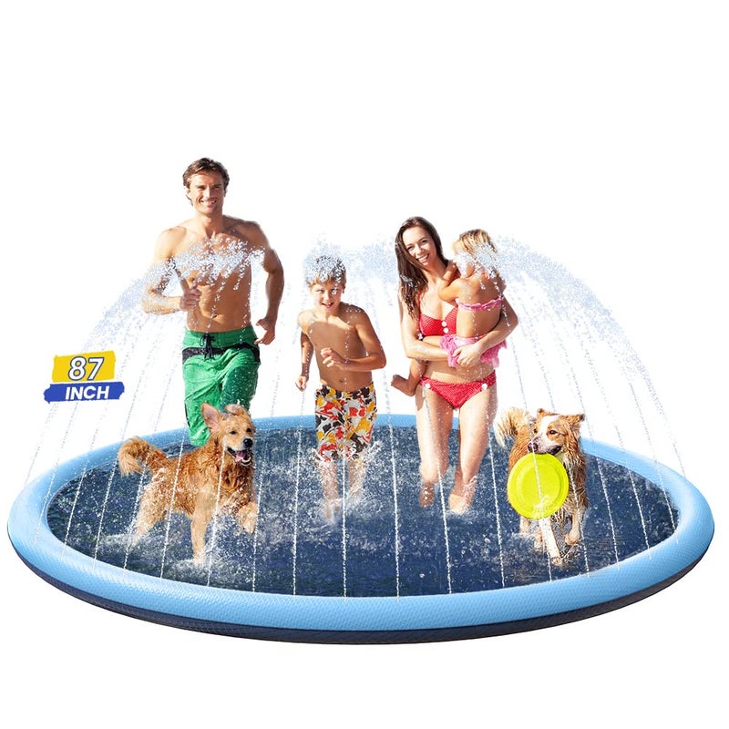 PETOCAT Splash Pad NonSlip Dogs Cool Sprinkler Pool Extra Large Splash Pads for Kids Dog Baby Wading Pool Summer Outdoor Play Water Fun Toy Gift Easy to UseClean 87 inch - Image 4