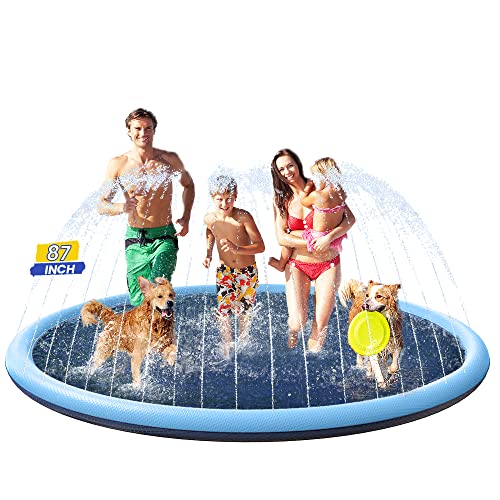 PETOCAT Splash Pad NonSlip Dogs Cool Sprinkler Pool Extra Large Splash Pads for Kids Dog Baby Wading Pool Summer Outdoor Play Water Fun Toy Gift Easy to UseClean 87 inch - Image 1
