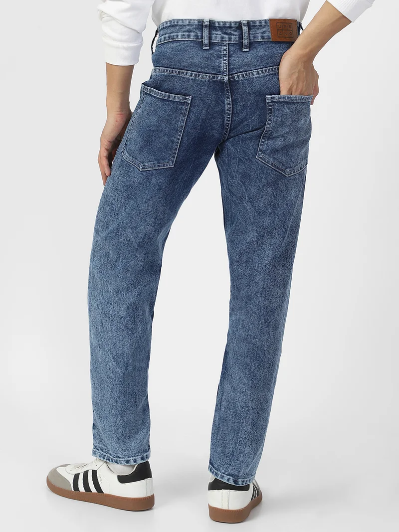 Urbano Fashion  Urbano Fashion Men's Ice Blue Regular Fit Washed Jeans Stretchable for Men | Best Price UAE