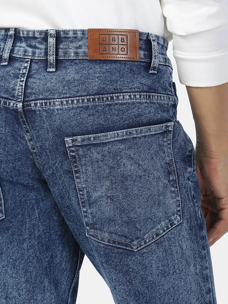 Urbano Fashion  Urbano Fashion Men's Ice Blue Regular Fit Washed Jeans Stretchable for Men | Best Price UAE