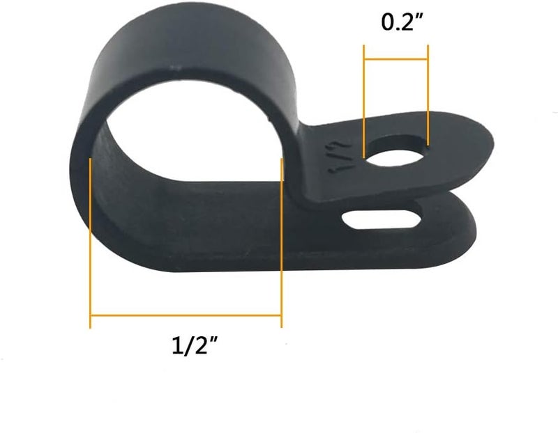 Alamic Cable Clamp R-Type Cable Clip Wire Clamp 1/2" Nylon Screw Mounting Cord Fastener Clips with Screws for Wire Management - 50 Pcs Cable Clamps + 50 Pcs Screws - Image 2