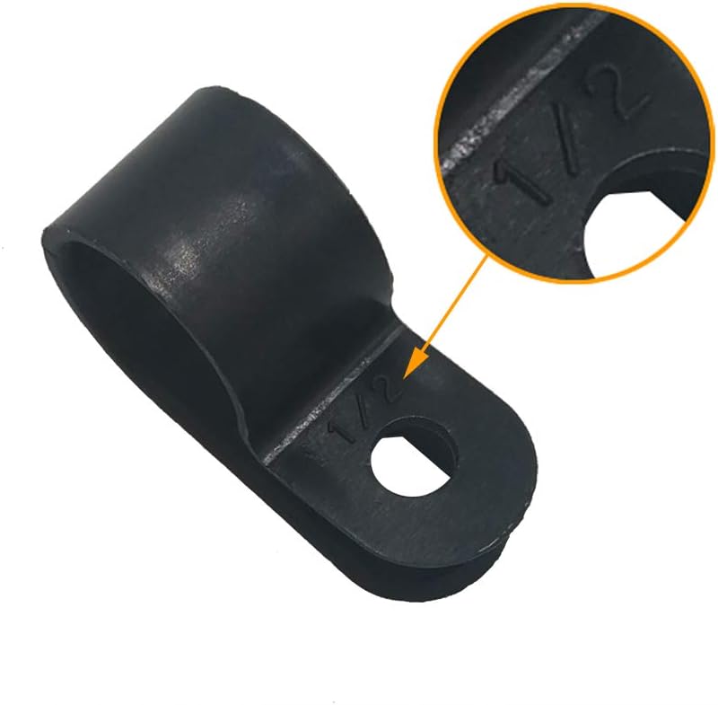 Alamic Cable Clamp R-Type Cable Clip Wire Clamp 1/2" Nylon Screw Mounting Cord Fastener Clips with Screws for Wire Management - 50 Pcs Cable Clamps + 50 Pcs Screws - Image 3
