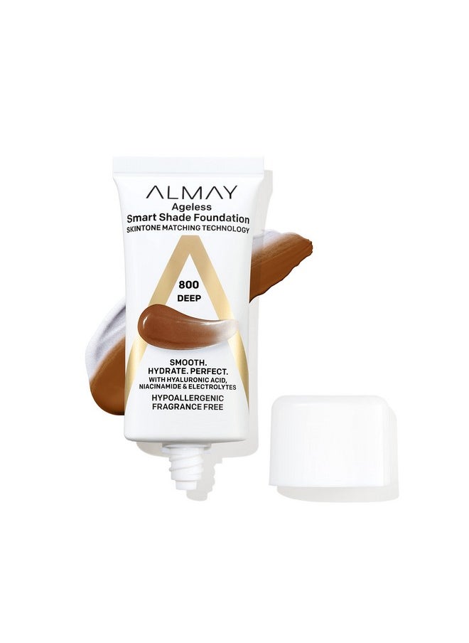 Almay Anti Aging Foundation Smart Shade Face Makeup With Hyaluronic Acid Niacinamide Vitamin C & E Hypoallergenic Fragrance Free 800 Deep 1 Fl Oz (Pack Of 1)  - Image 2