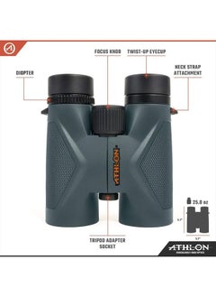 Athlon Optics 8x42 Midas UHD Gray Binoculars with ED Glass for Adults and Kids, High-Powered Binoculars for Hunting, Birdwatching, and More  - Image 2