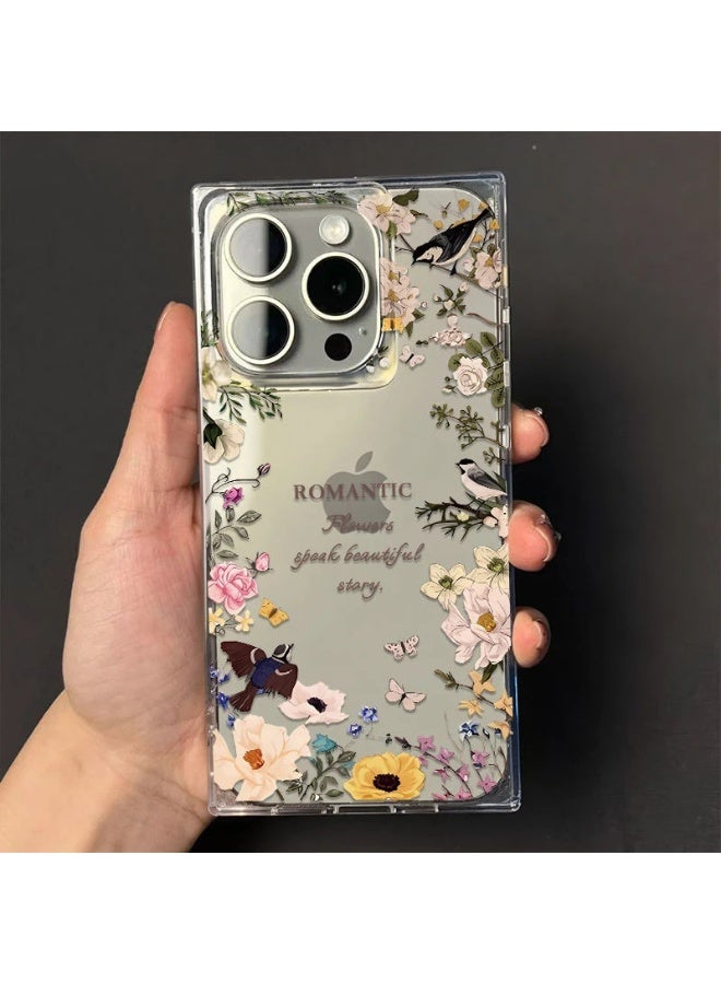 NIBEMINENT Summer Flowers And Birds Protective TPU Case Cover For iPhone 15 Pro - Image 1