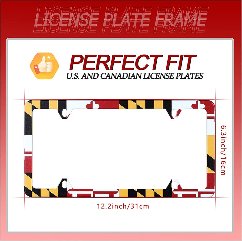 UNINDREM Maryland Flag License Plate Frame - Stainless Steel Holder with Screws - Image 3