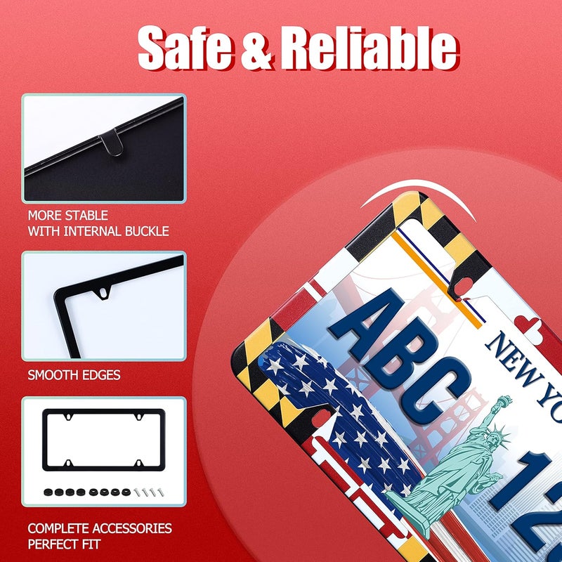UNINDREM Maryland Flag License Plate Frame - Stainless Steel Holder with Screws - Image 5