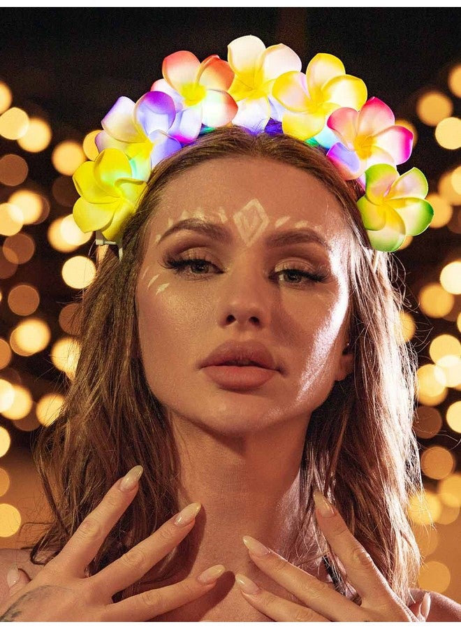 JEAIRTS Eairts Led Hawaiian Flower Headband Plumeria Hairband Glowing Floral Headpiece Hair Hoop Festival Summer Beach Head Band Hawaiin Hair Accessories For Woman And Girls - Image 4