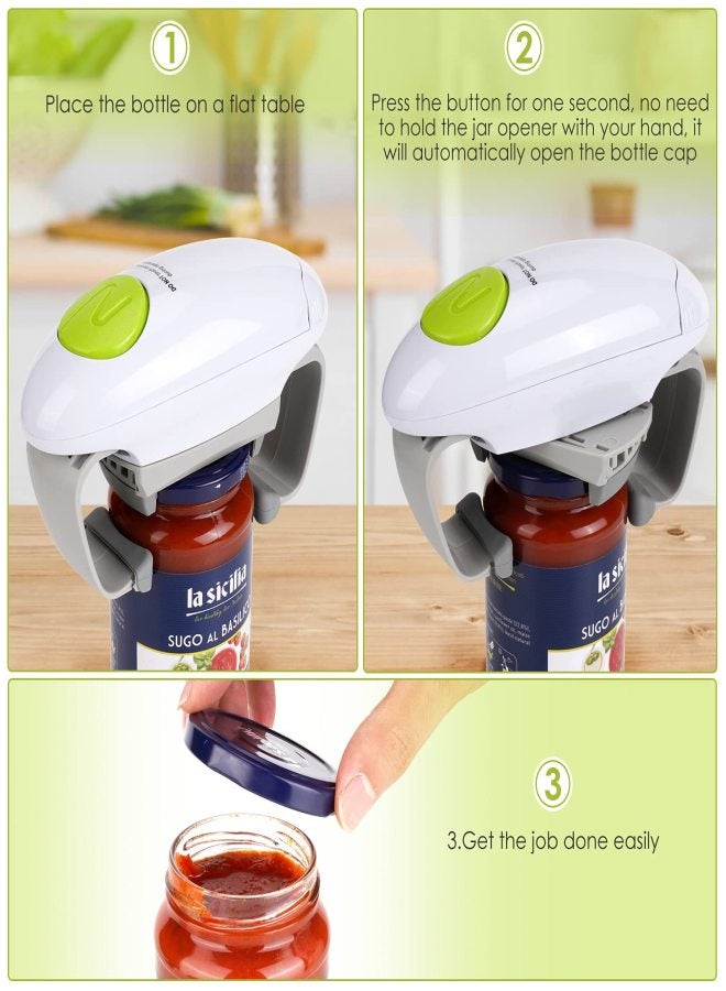 Besmon Electric Jar Opener, Kitchen Gadget Strong Tough Automatic Jar Opener For New Sealed Jars,The Hands Jar Opener with Less Effort to Open(White) - Image 3