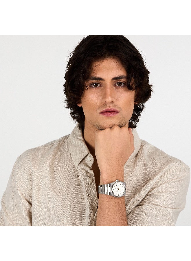 Chronostar ساعة رجالية فضية بدائرة تناظرية مع حزام من الفولاذ المقاوم للصدأ الفضي - 40mm - R3753315006 - Image 5