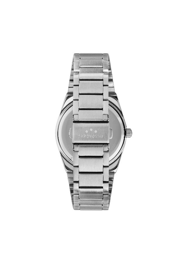Chronostar ساعة رجالية فضية بدائرة تناظرية مع حزام من الفولاذ المقاوم للصدأ الفضي - 40mm - R3753315006 - Image 4