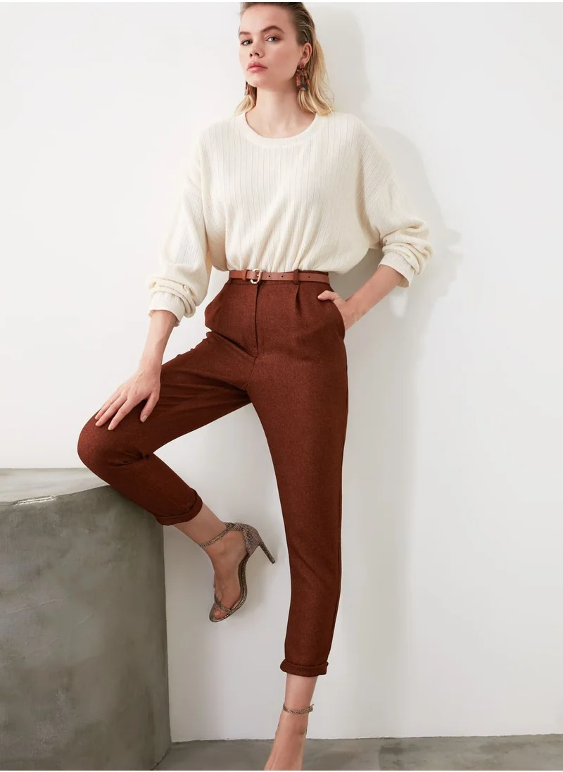 trendyol Roll Hem High Waist Pants