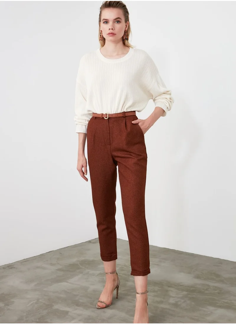 trendyol Roll Hem High Waist Pants