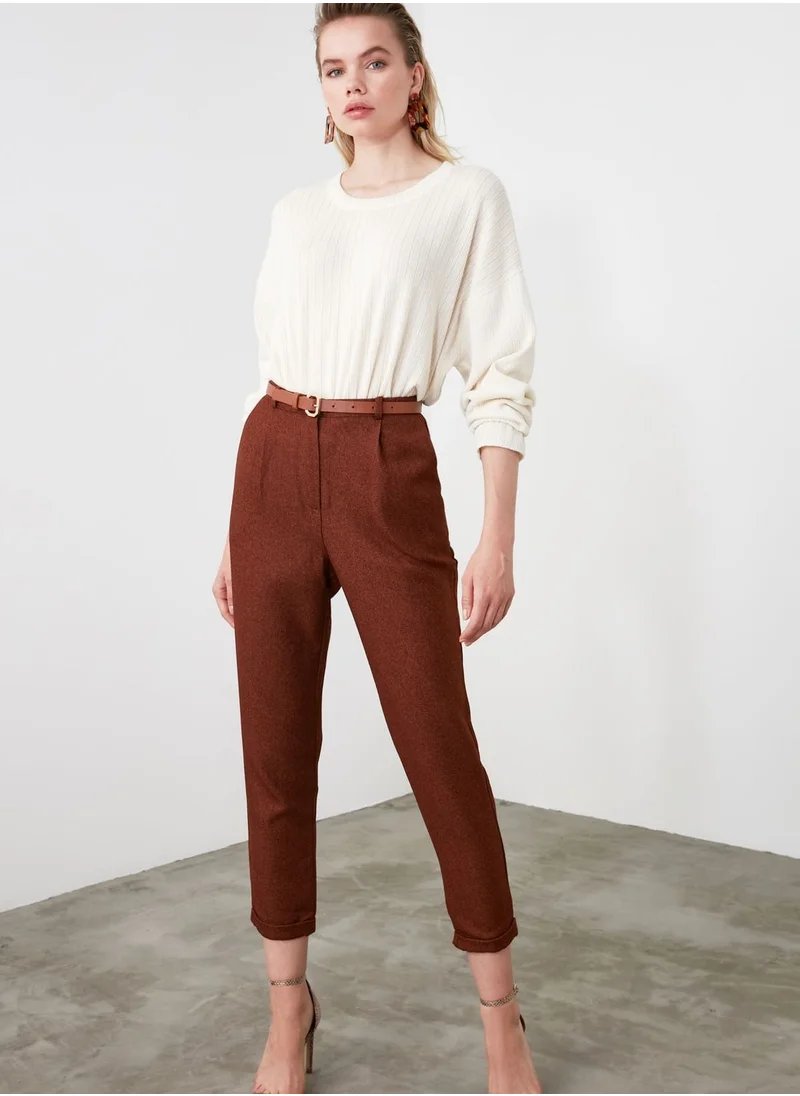 trendyol Roll Hem High Waist Pants