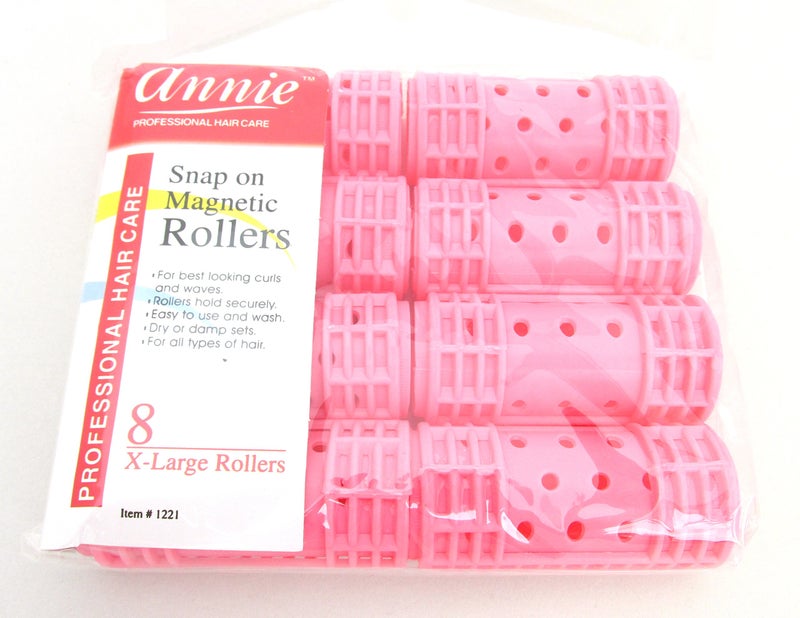 Annie Snap On Magnetic Rollers 1 1/8 "" Pink 8 Pack