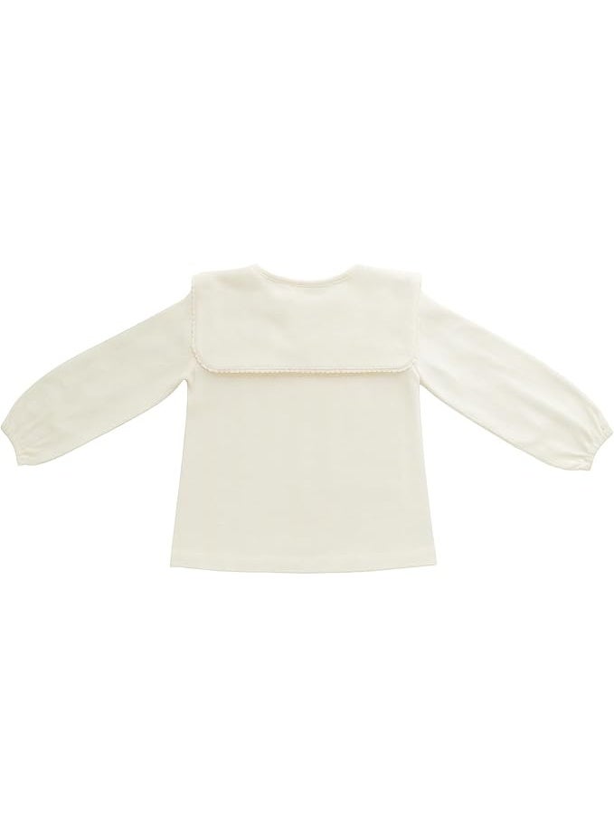 Smarties AE Girls White Cotton Dress with Strawberry Embroidery | Long Sleeve Button-Down Casual Dress for Toddlers (Ages 3-4 Years | 100% Soft Cotton - Image 3