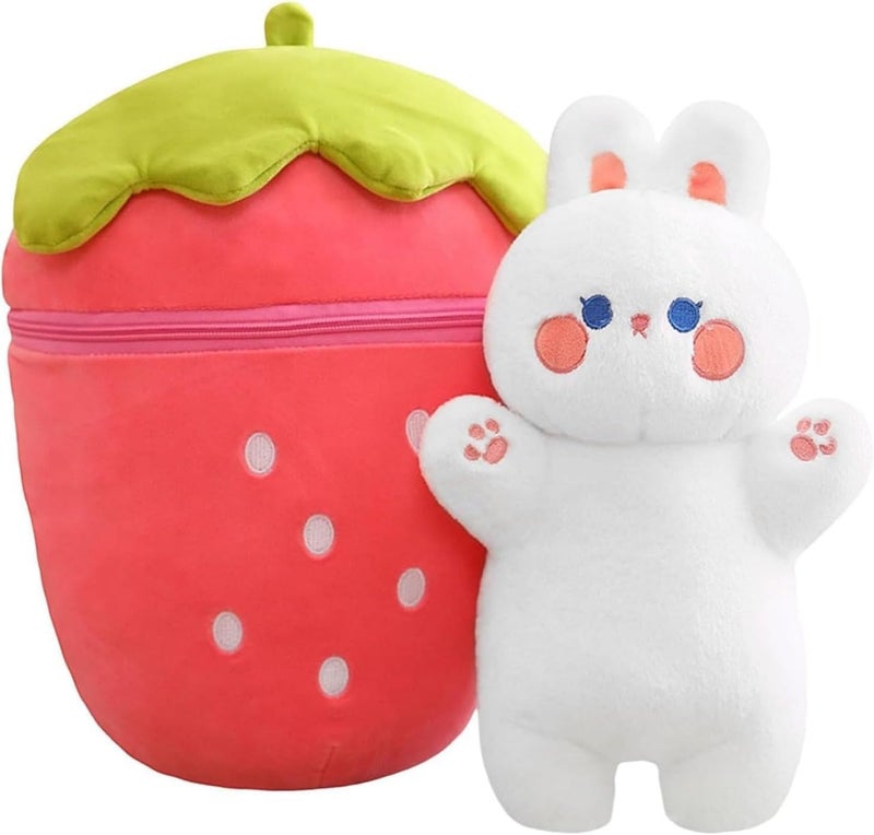 Softdreams Soft Plush Toy for Kids – Cute Stuffed Animal Soft Toy – Soft Cuddly Toy for Baby Boys & Girls, Return Gift & Room Décor -Medium, Strawberry Bunny - Zipper - Image 1
