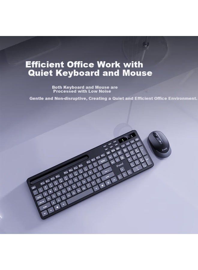 Ifound W8124 Wireless Keyboard And Mouse Set Business Office Keyboard Mouse Set Computer Keyboard Laptop Keyboard Obsidian Grey - Image 5