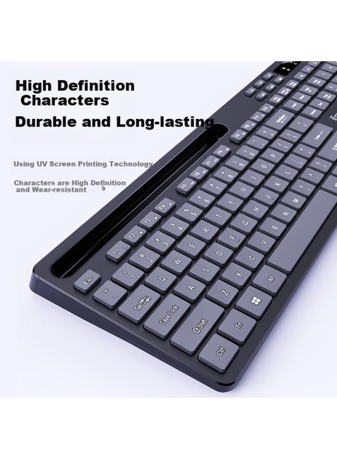 Ifound W8124 Wireless Keyboard And Mouse Set Business Office Keyboard Mouse Set Computer Keyboard Laptop Keyboard Obsidian Grey - Image 3
