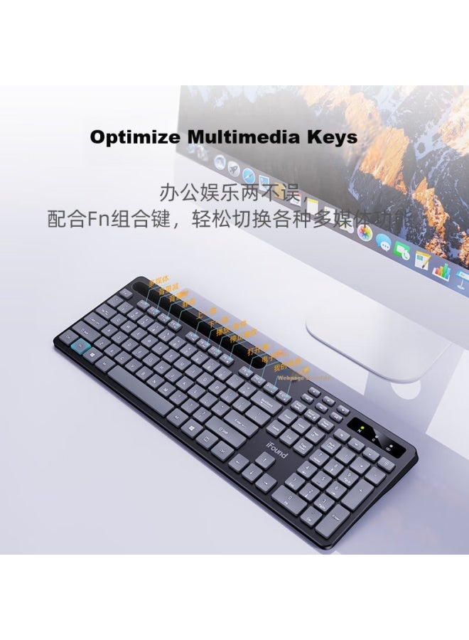 Ifound W8124 Wireless Keyboard And Mouse Set Business Office Keyboard Mouse Set Computer Keyboard Laptop Keyboard Obsidian Grey - Image 2