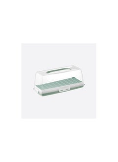 dunya High Quality Plastic Rectangle Cake & Toast Carrier Box With Clip Lock Cover-BPA Free-(37 * 7.5cm)-Turkey Made Green  - Image 1