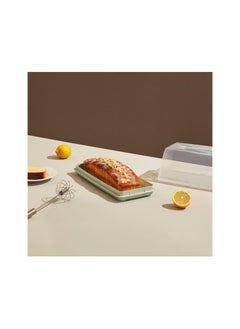 dunya High Quality Plastic Rectangle Cake & Toast Carrier Box With Clip Lock Cover-BPA Free-(37 * 7.5cm)-Turkey Made Green  - Image 2