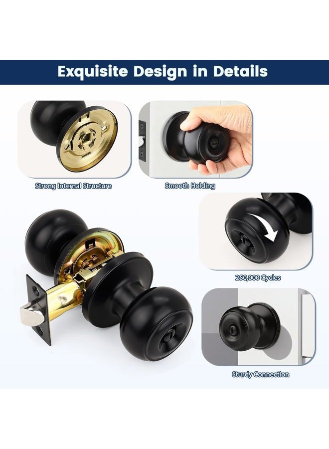 Orger 10 Pack Matte Black Privacy Door Knobs Interior, Classic Round Shape Bedroom Doorknobs with Lock, Keyless Modern Design Door Lockset for Bathroom and Bedroom - Image 3