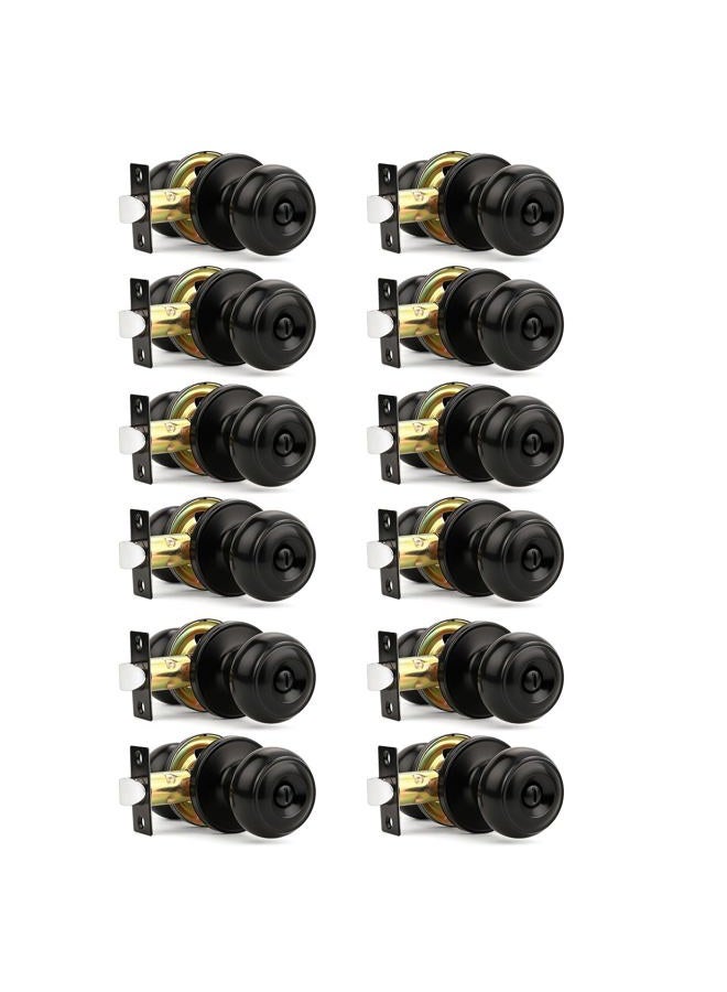 Orger 10 Pack Matte Black Privacy Door Knobs Interior, Classic Round Shape Bedroom Doorknobs with Lock, Keyless Modern Design Door Lockset for Bathroom and Bedroom - Image 1