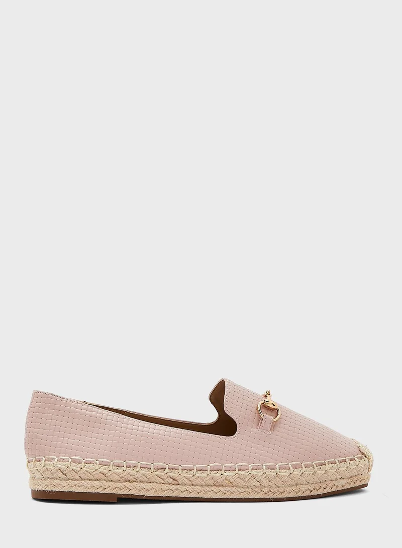 Ginger Horsebit Textured Flat Espadrille