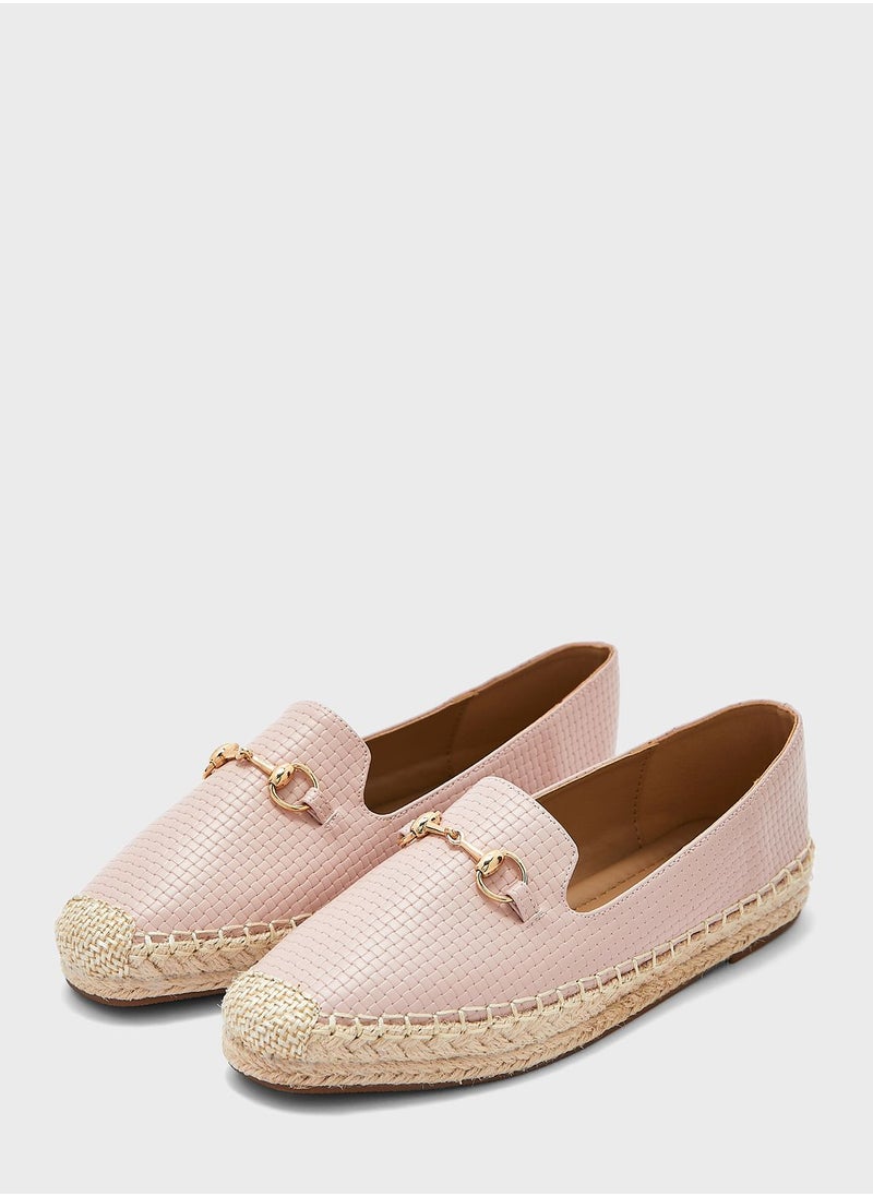 Ginger - Horsebit Textured Flat Espadrille - Image 1