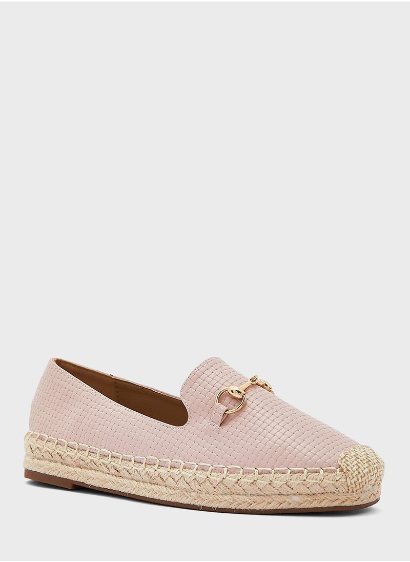 Ginger - Horsebit Textured Flat Espadrille - Image 1