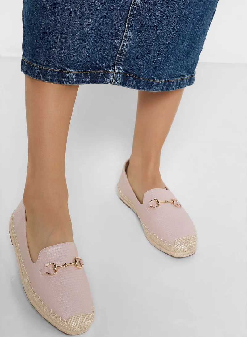 Ginger Horsebit Textured Flat Espadrille