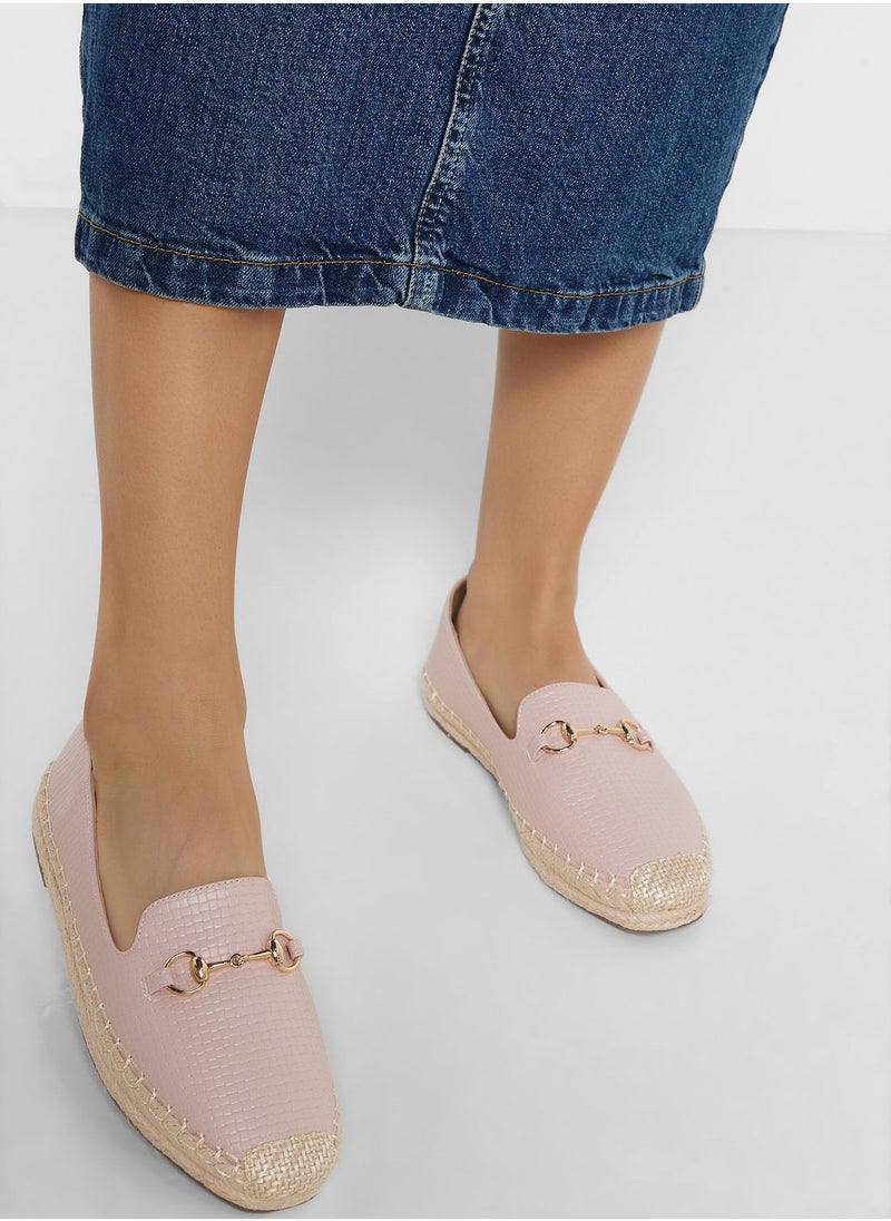 Ginger - Horsebit Textured Flat Espadrille - Image 1